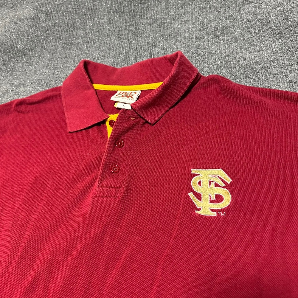 Red Oak Florida State Seminoles Mens Large Red Polo Shirt NCAA FSU Pique Cotton - Picture 2 of 5